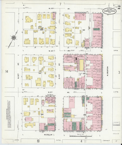 Sanborn Fire Insurance Map from Corsicana, Navarro County, Texas (1910), Sheet #0002 - Complete Map Set gallery image, historic Sanborn map, vintage wall art, Texas Texas