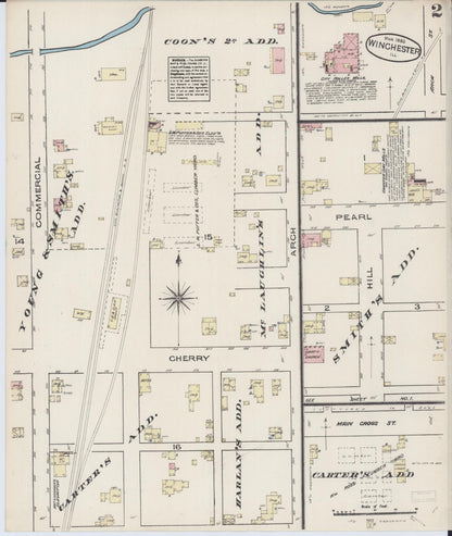 Sanborn Fire Insurance Map from Winchester, Scott County, Illinois (1885), Sheet #0002 - Historic Sanborn Fire Insurance Map Print, vintage old map wall art, antique decor, genealogy gift, Illinois Illinois map