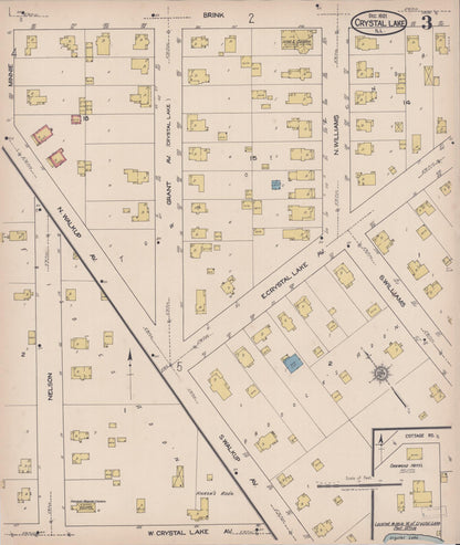 Sanborn Fire Insurance Map from Crystal Lake, McHenry County, Illinois (1921), Sheet #0003 - Historic Sanborn Fire Insurance Map Print, vintage old map wall art, antique decor, genealogy gift, Illinois Illinois map