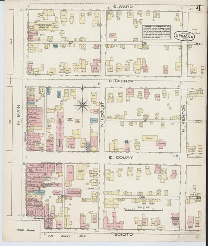 Sanborn Fire Insurance Map from Urbana, Champaign County, Ohio (1885), Sheet #0004 - Complete Map Set gallery image, historic Sanborn map, vintage wall art, Ohio Ohio