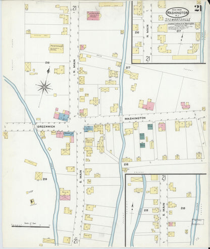 Sanborn Fire Insurance Map from Washington, Warren County, New Jersey (1909), Sheet #0021 - Historic Sanborn Fire Insurance Map Print, vintage old map wall art, antique decor, genealogy gift, New Jersey New Jersey map