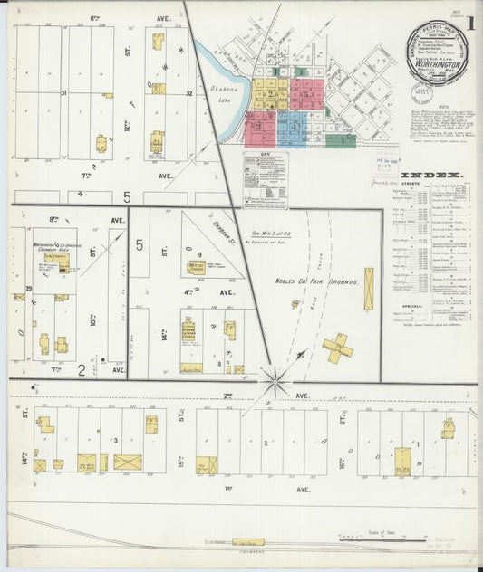 Sanborn Fire Insurance Map from Worthington, Nobles County, Minnesota. (1900) – Map View