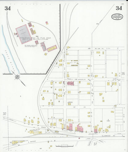Sanborn Fire Insurance Map from Gadsden, Etowah County, Alabama (1930), Sheet #0034 - Complete Map Set gallery image, historic Sanborn map, vintage wall art, Alabama Alabama