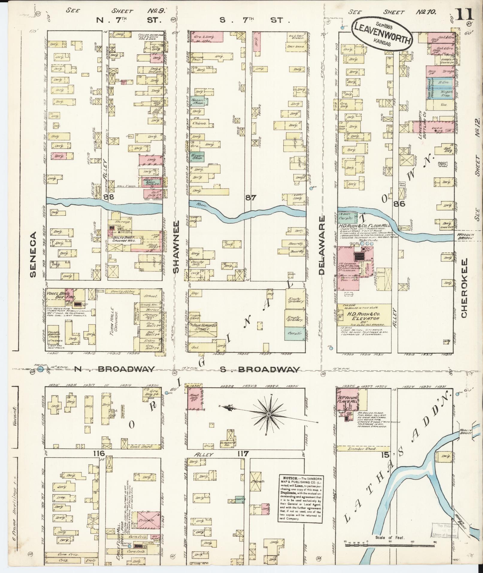Sanborn Fire Insurance Map from Leavenworth, Leavenworth County, Kansas (1883), Sheet #0011 - Complete Map Set gallery image, historic Sanborn map, vintage wall art, Kansas Kansas