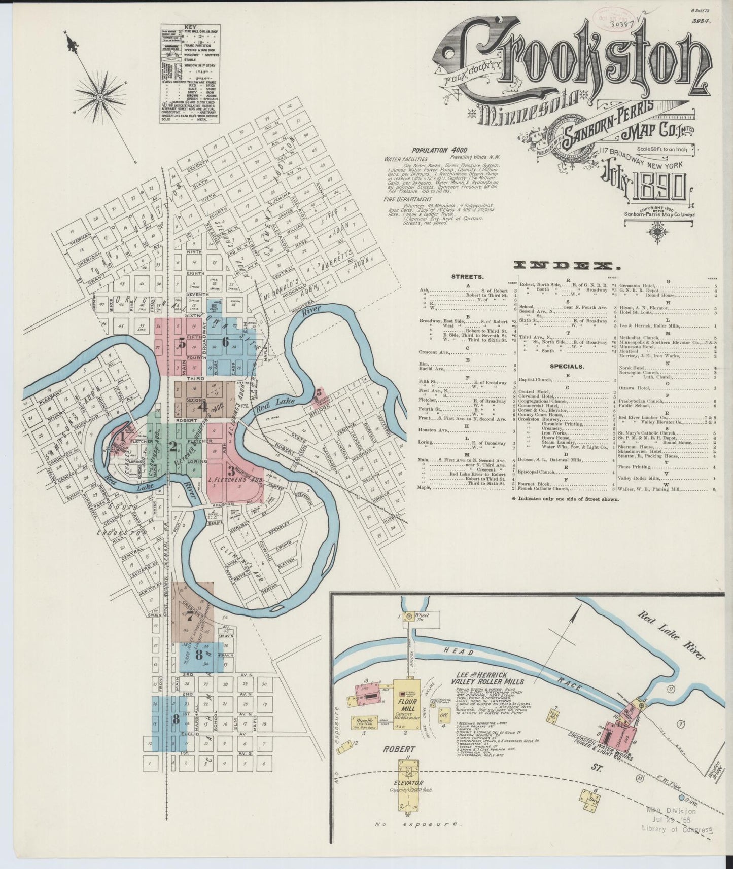 Sanborn Fire Insurance Map from Crookston, Polk County, Minnesota (1890), Sheet #0001 - Complete Map Set gallery image, historic Sanborn map, vintage wall art, Minnesota Minnesota