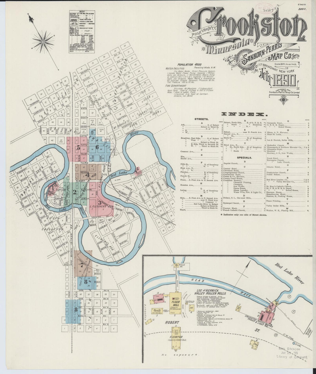 Sanborn Fire Insurance Map from Crookston, Polk County, Minnesota (1890), Sheet #0001 - Complete Map Set gallery image, historic Sanborn map, vintage wall art, Minnesota Minnesota