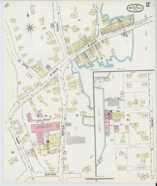 Sanborn Fire Insurance Map from Mystic, New London County, Connecticut (1891), Sheet #0002 - Historic Sanborn Fire Insurance Map Print, vintage old map wall art, antique decor, genealogy gift, Connecticut Connecticut map