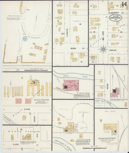 Sanborn Fire Insurance Map from Carthage, Jasper County, Missouri (1902), Sheet #0014 - Historic Sanborn Fire Insurance Map Print, vintage old map wall art, antique decor, genealogy gift, Missouri Missouri map