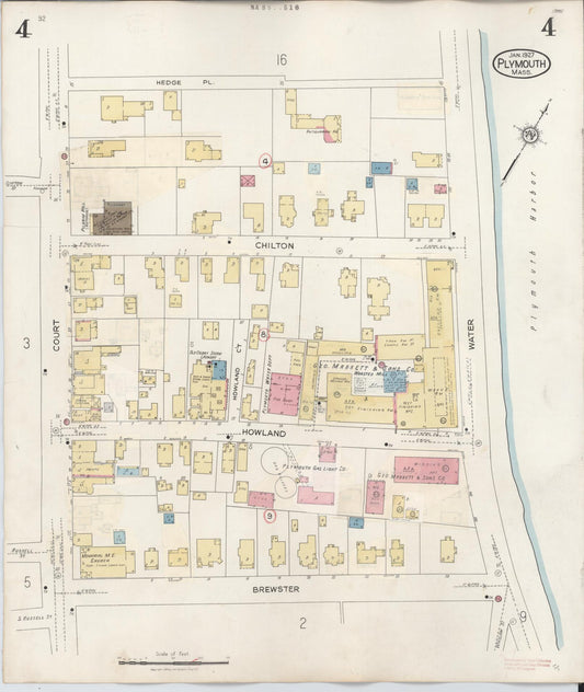 Sanborn Fire Insurance Map from Plymouth, Plymouth County, Massachusetts (1948), Sheet #0004 - Historic Sanborn Fire Insurance Map Print, vintage old map wall art, antique decor, genealogy gift, Massachusetts Massachusetts map