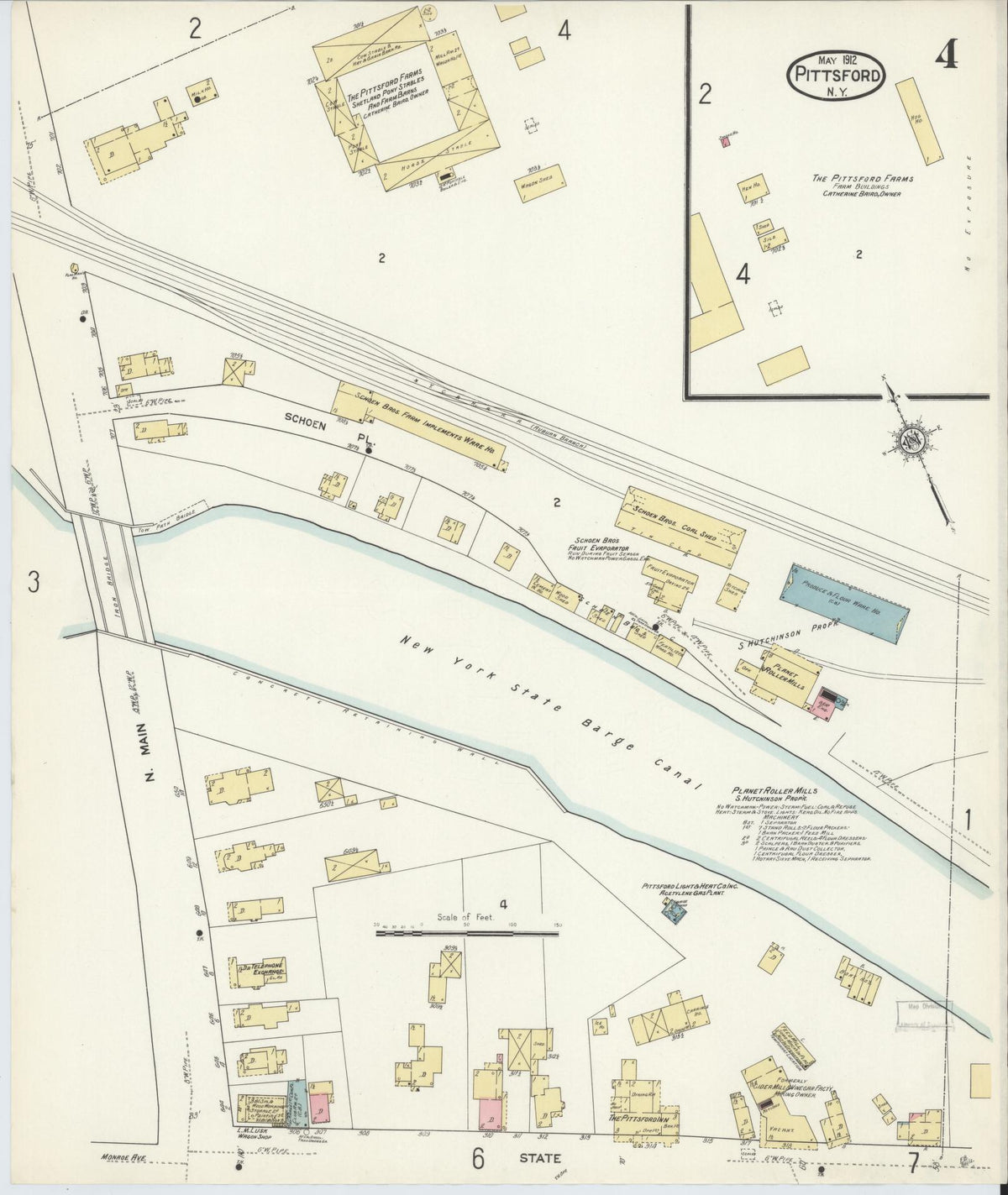 Sanborn Fire Insurance Map from Pittsford, Monroe County, New York (1912), Sheet #0004 - Complete Map Set gallery image, historic Sanborn map, vintage wall art, New York New York
