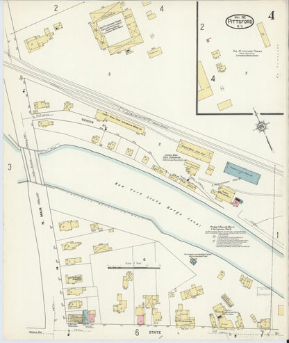 Sanborn Fire Insurance Map from Pittsford, Monroe County, New York (1912), Sheet #0004 - Complete Map Set gallery image, historic Sanborn map, vintage wall art, New York New York