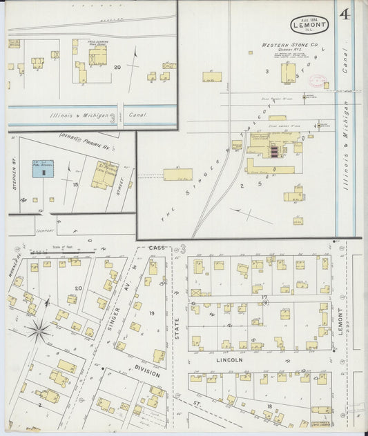 Sanborn Fire Insurance Map from Lemont, Cook County, Illinois (1894), Sheet #0004 - Historic Sanborn Fire Insurance Map Print, vintage old map wall art, antique decor, genealogy gift, Illinois Illinois map