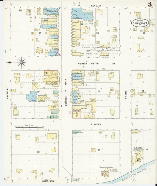 Sanborn Fire Insurance Map from Humboldt, Humboldt County, Iowa (1897), Sheet #0003 - Historic Sanborn Fire Insurance Map Print, vintage old map wall art