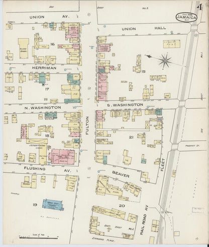Sanborn Fire Insurance Map from Jamaica, Queens County, New York (1886), Sheet #0004 - Complete Map Set gallery image, historic Sanborn map, vintage wall art, New York New York