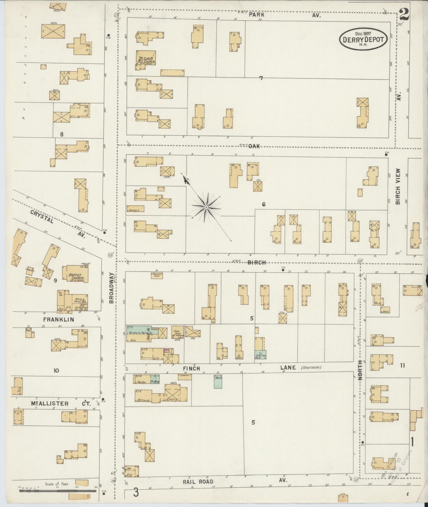 Sanborn Fire Insurance Map from Derry Depot, Rockingham County, New Hampshire (1897), Sheet #0002 - Complete Map Set gallery image, historic Sanborn map, vintage wall art, New Hampshire New Hampshire