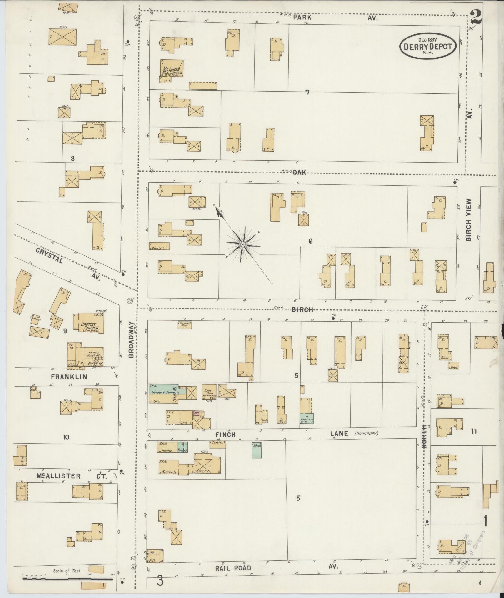 Sanborn Fire Insurance Map from Derry Depot, Rockingham County, New Hampshire (1897), Sheet #0002 - Complete Map Set gallery image, historic Sanborn map, vintage wall art, New Hampshire New Hampshire