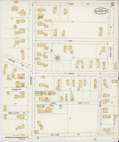 Sanborn Fire Insurance Map from Derry Depot, Rockingham County, New Hampshire (1897), Sheet #0002 - Complete Map Set gallery image, historic Sanborn map, vintage wall art, New Hampshire New Hampshire