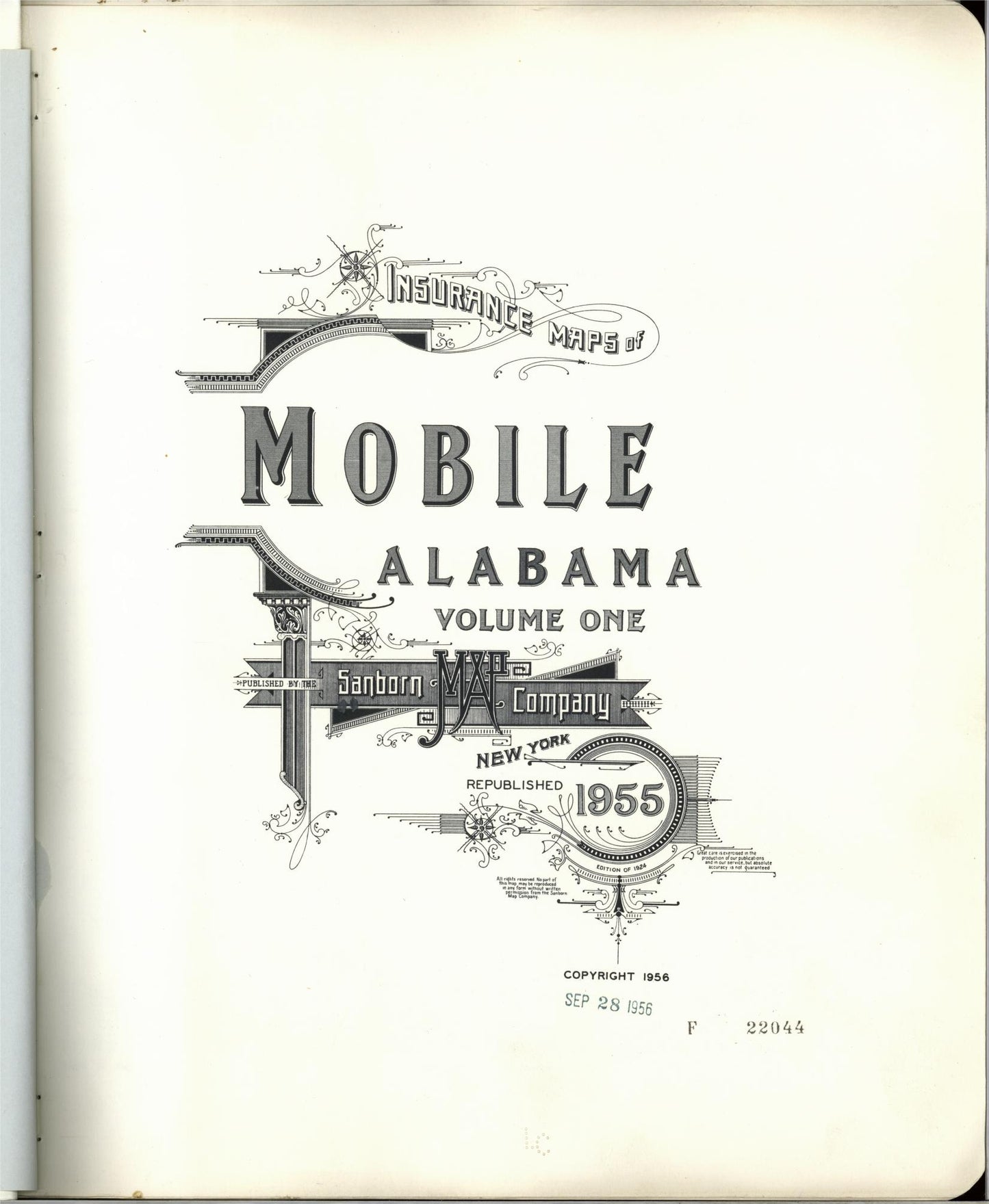 Sanborn Fire Insurance Map from Mobile, Mobile County, Alabama (1955), Sheet #0001 - Historic Sanborn Fire Insurance Map Print, vintage old map wall art, antique decor, genealogy gift, Alabama Alabama map
