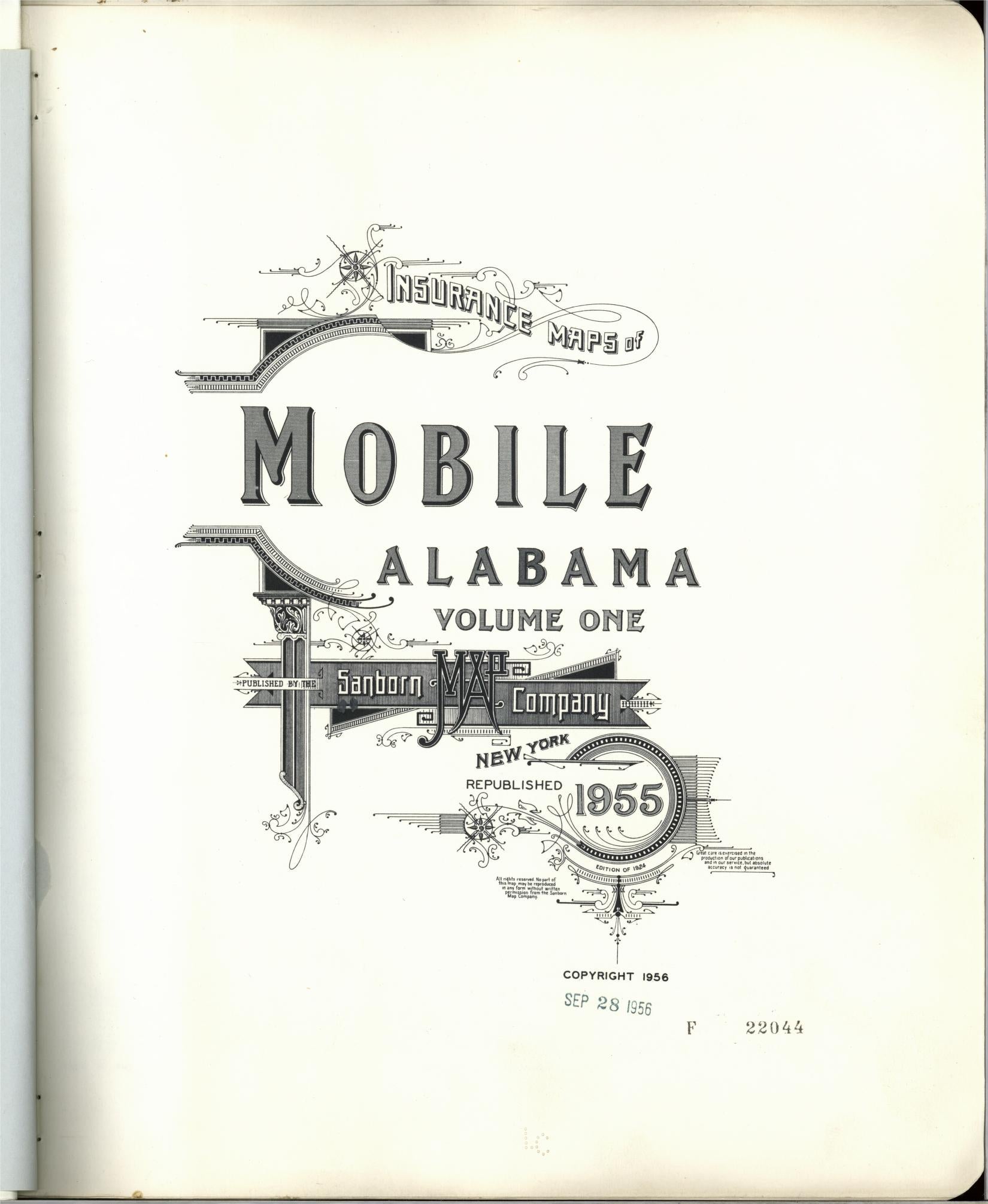 Sanborn Fire Insurance Map from Mobile, Mobile County, Alabama (1955), Sheet #0001 - Historic Sanborn Fire Insurance Map Print, vintage old map wall art, antique decor, genealogy gift, Alabama Alabama map