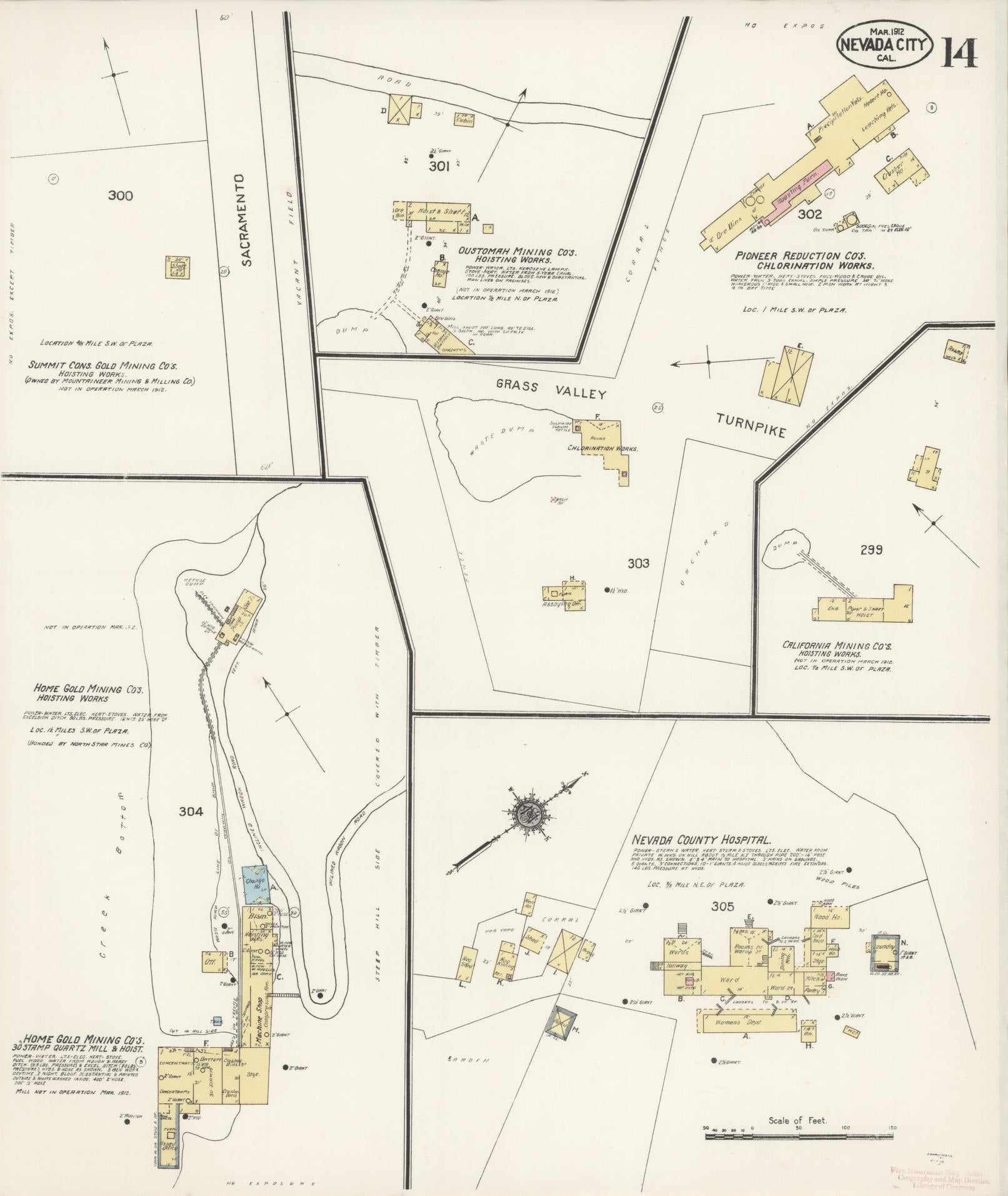 Sanborn Fire Insurance Map from Nevada City, Nevada County, California (1912), Sheet #0014 - Complete Map Set gallery image, historic Sanborn map, vintage wall art, California California