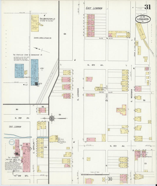 Sanborn Fire Insurance Map from Lebanon, Lebanon County, Pennsylvania (1912), Sheet #0031 - Historic Sanborn Fire Insurance Map Print, vintage old map wall art, antique decor, genealogy gift, Pennsylvania Pennsylvania map