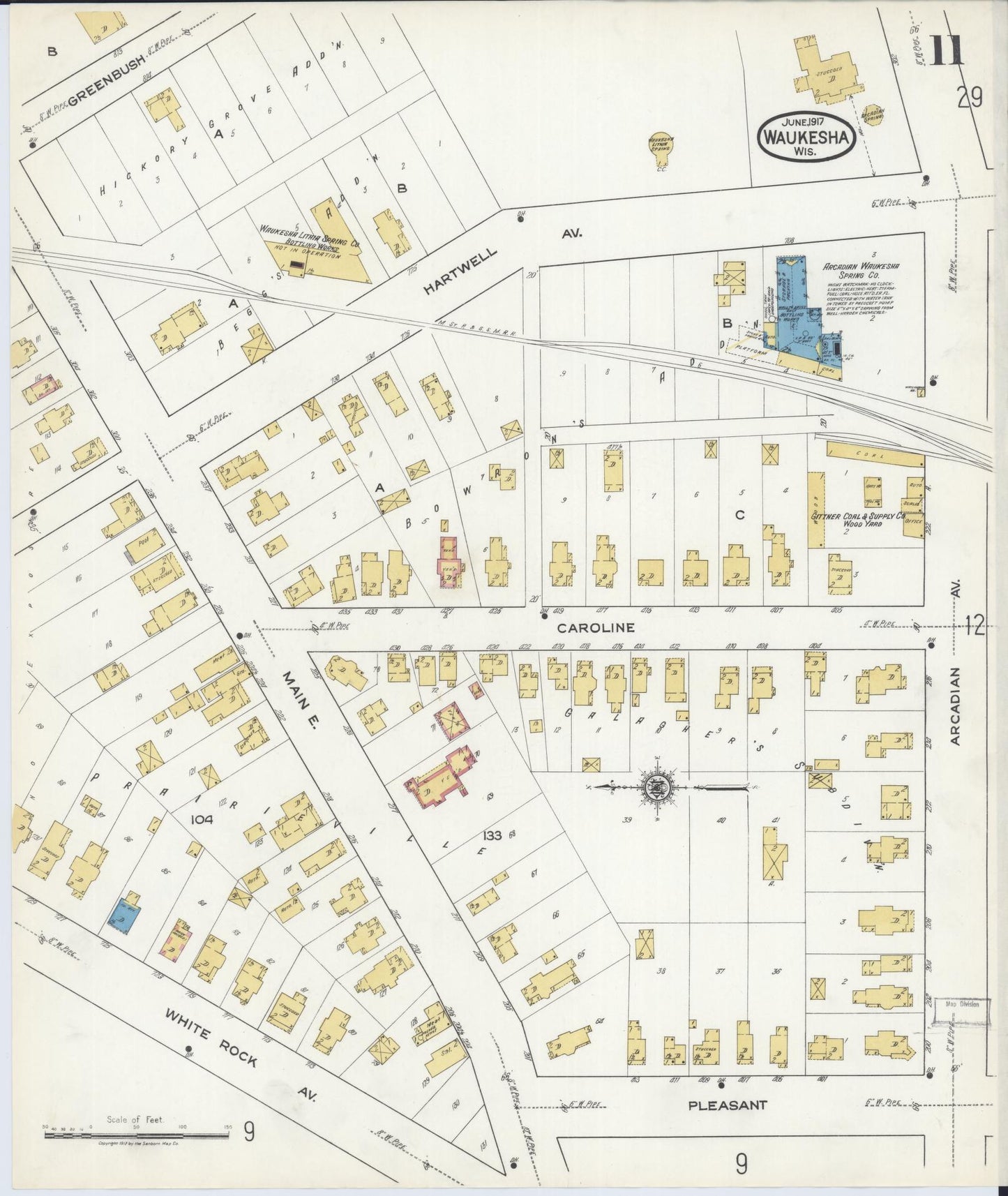 Sanborn Fire Insurance Map from Waukesha, Waukesha County, Wisconsin (1917), Sheet #0011 - Complete Map Set gallery image, historic Sanborn map, vintage wall art, Wisconsin Wisconsin