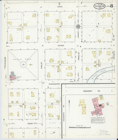 Sanborn Fire Insurance Map from Glencoe, Mcleod County, Minnesota (1914), Sheet #0008 - Historic Sanborn Fire Insurance Map Print, vintage old map wall art, antique decor, genealogy gift, Minnesota Minnesota map