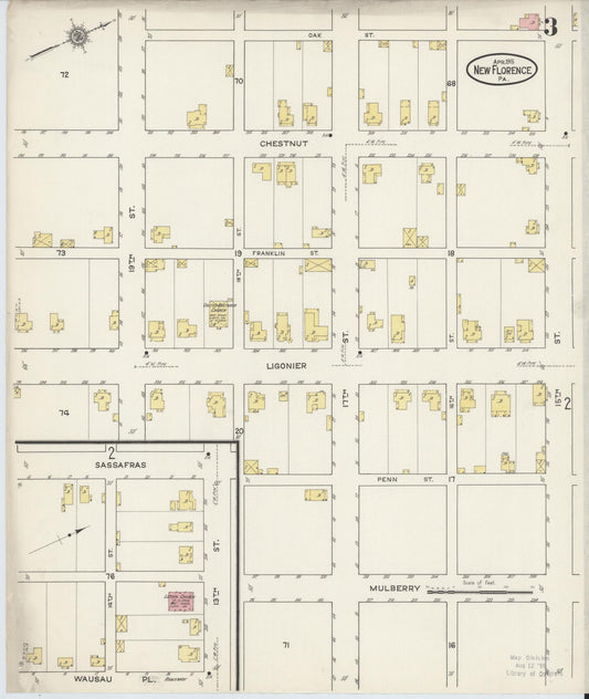 Sanborn Fire Insurance Map from New Florence, Westmoreland County, Pennsylvania (1915), Sheet #0003 - Historic Sanborn Fire Insurance Map Print, vintage old map wall art, antique decor, genealogy gift, Pennsylvania Pennsylvania map