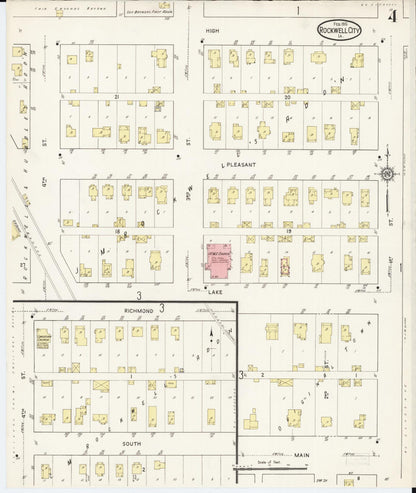 Sanborn Fire Insurance Map from Rockwell City, Calhoun County, Iowa (1915), Sheet #0004 - Historic Sanborn Fire Insurance Map Print, vintage old map wall art