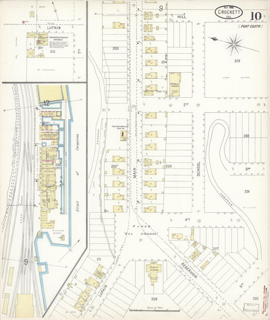 Sanborn Fire Insurance Map from Crockett, Contra Costa County, California (1899), Sheet #0010 - Historic Sanborn Fire Insurance Map Print, vintage old map wall art, antique decor, genealogy gift, California California map