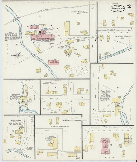 Sanborn Fire Insurance Map from Friendship, Allegany County, New York (1897), Sheet #0002 - Historic Sanborn Fire Insurance Map Print, vintage old map wall art, antique decor, genealogy gift, New York New York map