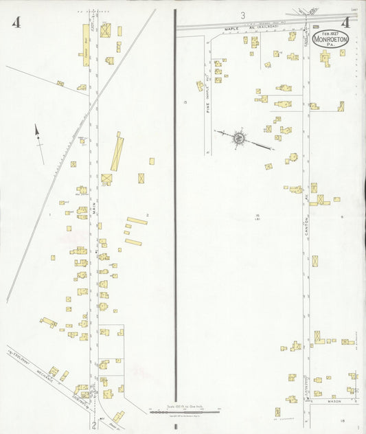 Sanborn Fire Insurance Map from Monroeton, Bradford County, Pennsylvania (1927), Sheet #0004 - Historic Sanborn Fire Insurance Map Print, vintage old map wall art, antique decor, genealogy gift, Pennsylvania Pennsylvania map