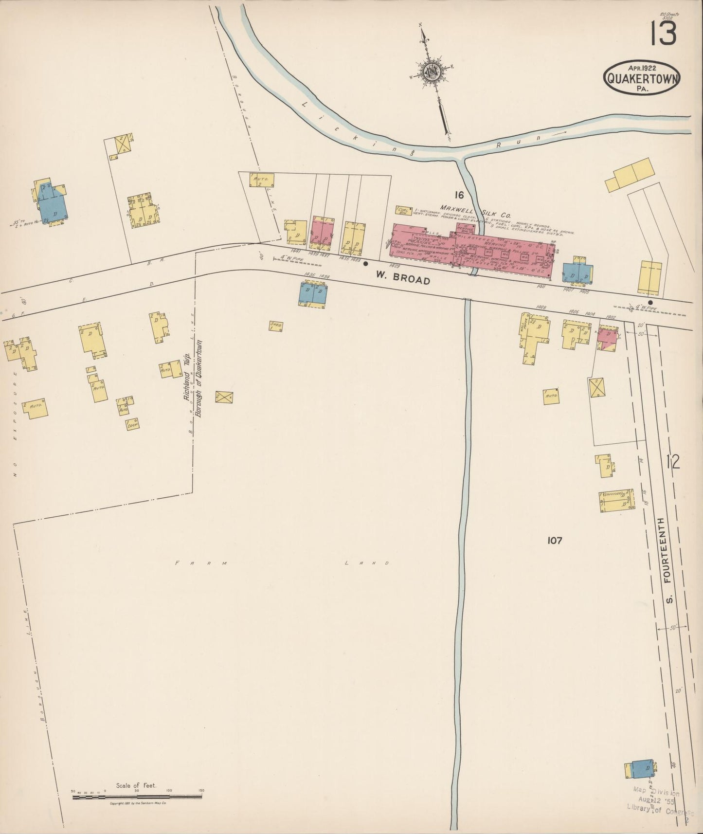 Sanborn Fire Insurance Map from Quakertown, Bucks County, Pennsylvania (1922), Sheet #0013 - Complete Map Set gallery image, historic Sanborn map, vintage wall art, Pennsylvania Pennsylvania