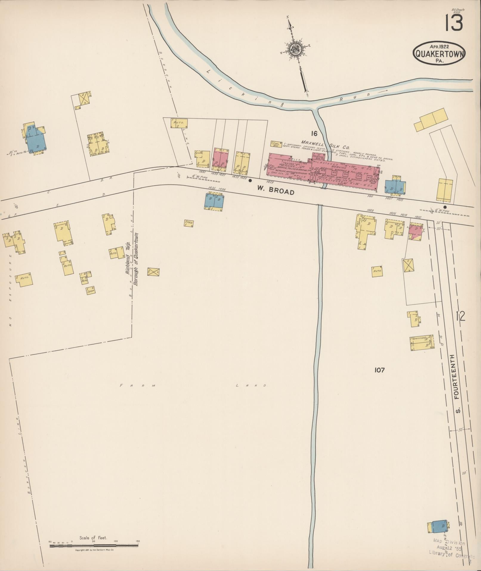 Sanborn Fire Insurance Map from Quakertown, Bucks County, Pennsylvania (1922), Sheet #0013 - Complete Map Set gallery image, historic Sanborn map, vintage wall art, Pennsylvania Pennsylvania