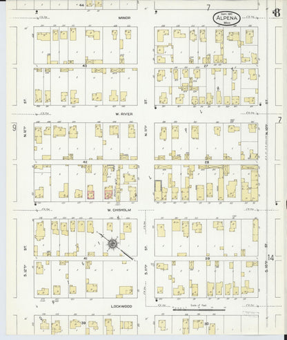 Sanborn Fire Insurance Map from Alpena, Alpena County, Michigan (1910), Sheet #0008 - Historic Sanborn Fire Insurance Map Print, vintage old map wall art, antique decor, genealogy gift, Michigan Michigan map