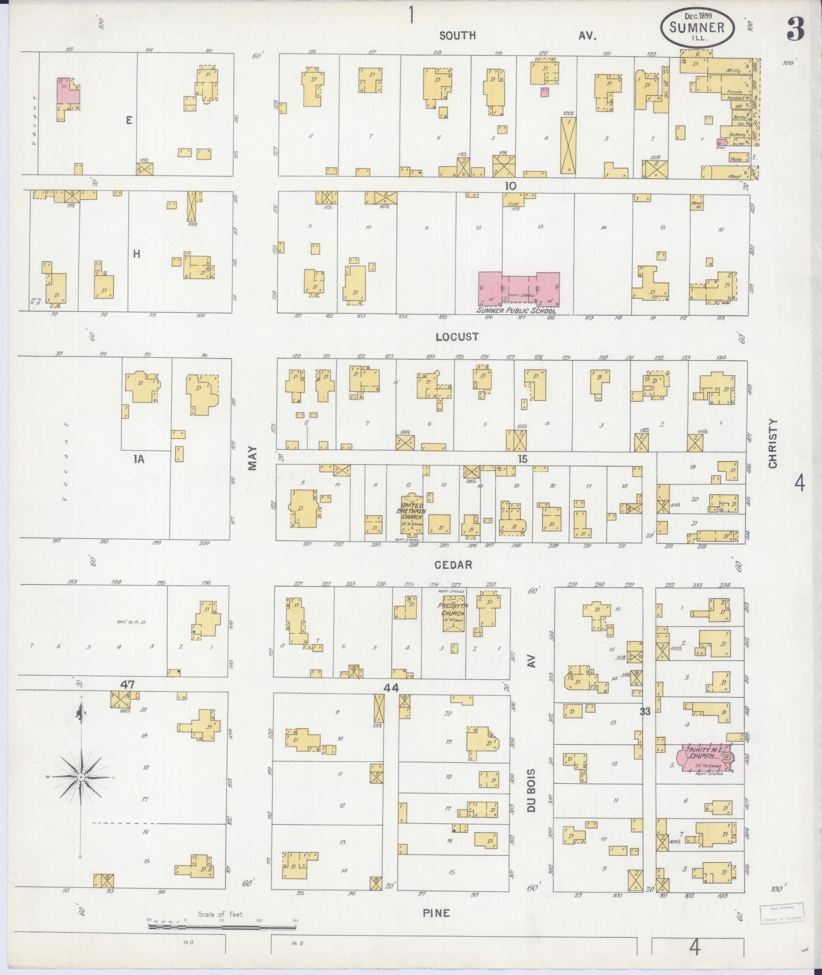 Sanborn Fire Insurance Map from Sumner, Lawrence County, Illinois (1899), Sheet #0003 - Historic Sanborn Fire Insurance Map Print, vintage old map wall art, antique decor, genealogy gift, Illinois Illinois map