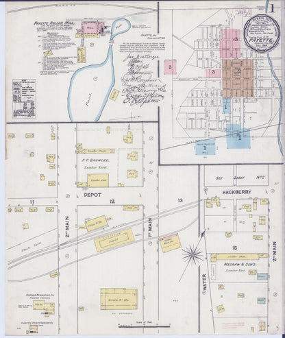 Sanborn Fire Insurance Map from Fayette, Howard County, Missouri (1889), Sheet #0001 - Complete Map Set gallery image, historic Sanborn map, vintage wall art, Missouri Missouri