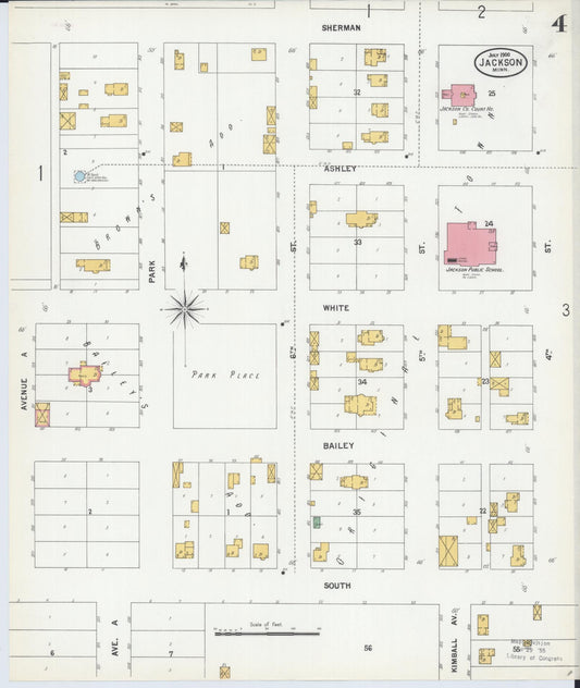 Sanborn Fire Insurance Map from Jackson, Jackson County, Minnesota (1900), Sheet #0004 - Historic Sanborn Fire Insurance Map Print, vintage old map wall art, antique decor, genealogy gift, Minnesota Minnesota map