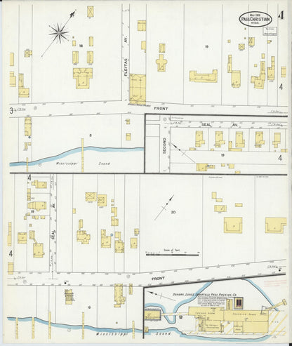 Sanborn Fire Insurance Map from Pass Christian, Harrison County, Mississippi (1909), Sheet #0004 - Complete Map Set gallery image, historic Sanborn map, vintage wall art, Mississippi Mississippi