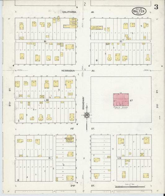 Sanborn Fire Insurance Map from Walters, Cotton County, Oklahoma (1916), Sheet #0003 - Historic Sanborn Fire Insurance Map Print, vintage old map wall art, antique decor, genealogy gift, Oklahoma Oklahoma map