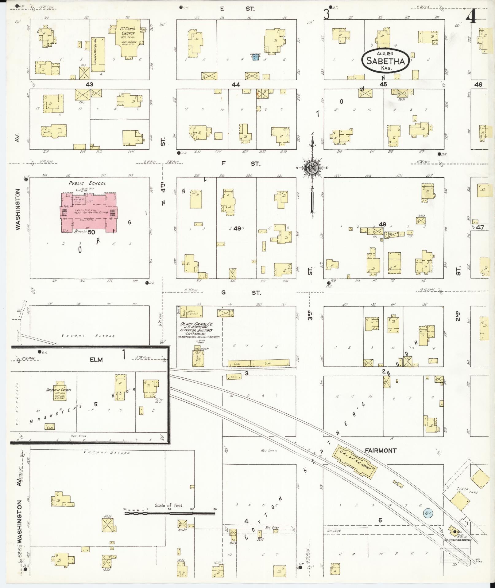 Sanborn Fire Insurance Map from Sabetha, Nemaha County, Kansas (1911), Sheet #0004 - Complete Map Set gallery image, historic Sanborn map, vintage wall art, Kansas Kansas