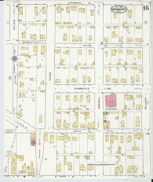 Sanborn Fire Insurance Map from Menominee, Menominee County, Michigan (1921), Sheet #0016 - Historic Sanborn Fire Insurance Map Print, vintage old map wall art, antique decor, genealogy gift, Michigan Michigan map