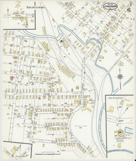 Sanborn Fire Insurance Map from Johnsonburg, Elk County, Pennsylvania (1916), Sheet #0006 - Historic Sanborn Fire Insurance Map Print, vintage old map wall art, antique decor, genealogy gift, Pennsylvania Pennsylvania map