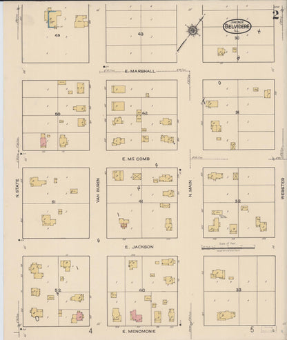 Sanborn Fire Insurance Map from Belvidere, Boone County, Illinois (1922), Sheet #0002 - Complete Map Set gallery image, historic Sanborn map, vintage wall art, Illinois Illinois