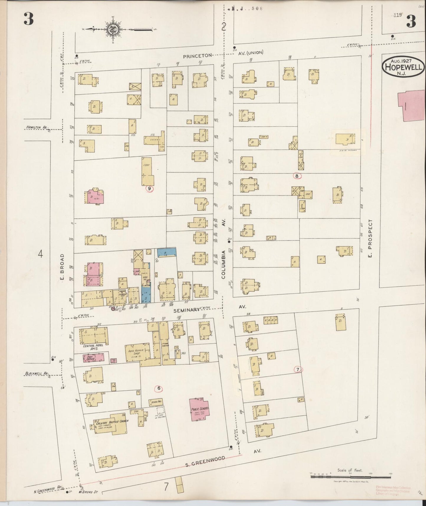 Sanborn Fire Insurance Map from Hopewell, Mercer County, New Jersey (1935), Sheet #0003 - Complete Map Set gallery image, historic Sanborn map, vintage wall art, New Jersey New Jersey