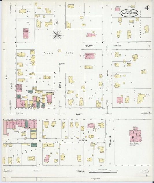 Sanborn Fire Insurance Map from Farmington, Fulton County, Illinois (1909), Sheet #0004 - Historic Sanborn Fire Insurance Map Print, vintage old map wall art, antique decor, genealogy gift, Illinois Illinois map