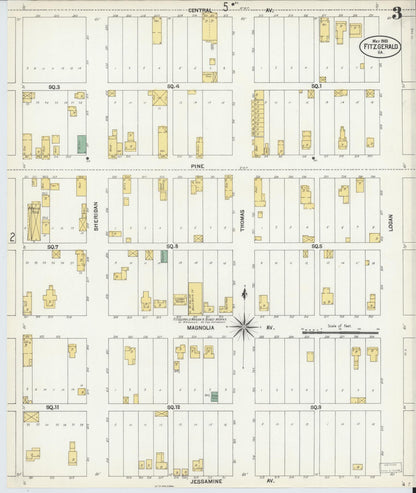 Sanborn Fire Insurance Map from Fitzgerald, Ben Hill County, Georgia (1903), Sheet #0003 - Complete Map Set gallery image, historic Sanborn map, vintage wall art, Georgia Georgia