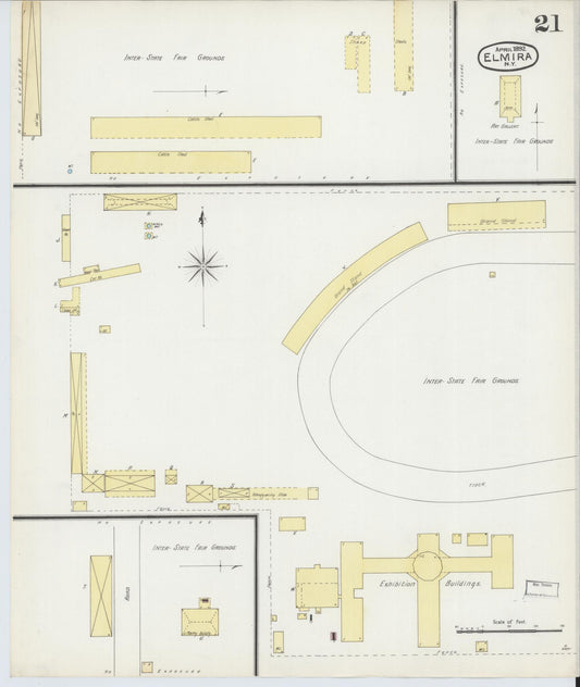 Sanborn Fire Insurance Map from Elmira, Chemung County, New York (1892), Sheet #0021 - Historic Sanborn Fire Insurance Map Print, vintage old map wall art, antique decor, genealogy gift, New York New York map