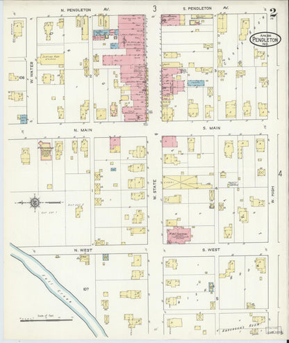 Sanborn Fire Insurance Map from Pendleton, Madison County, Indiana (1914), Sheet #0002 - Complete Map Set gallery image, historic Sanborn map, vintage wall art, Indiana Indiana