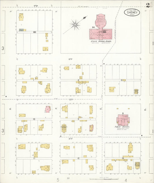 Sanborn Fire Insurance Map from Cheney, Spokane County, Washington (1905), Sheet #0002 - Historic Sanborn Fire Insurance Map Print, vintage old map wall art, antique decor, genealogy gift, Washington Washington map